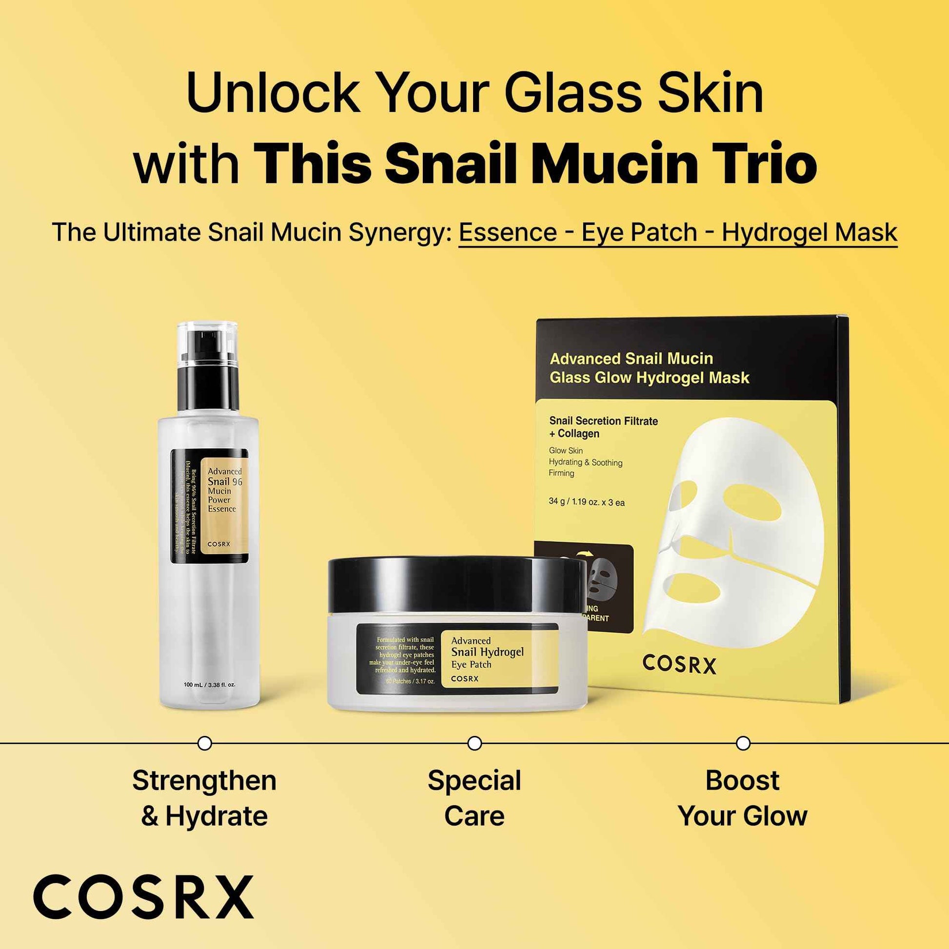 COSRX Advanced Snail Hydrogel Eye Patch (60pc), Gel Serum Mask, Puffy Undereye Treament, Fine Lines, Refresh, Hydrate| Paraben free, Korean Skin Care