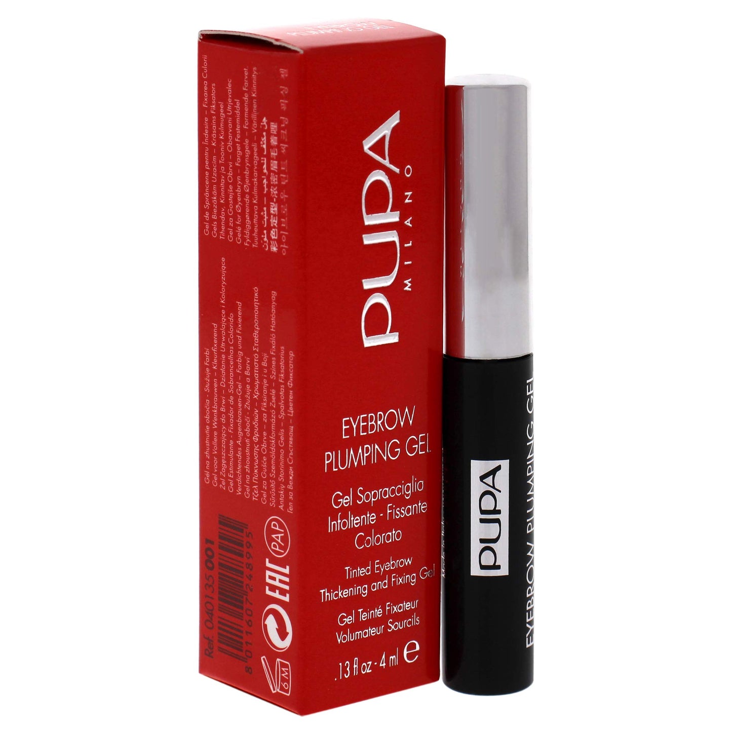 Pupa Milano Eyebrow Plumping Gel - Thickening and Fixing Eyebrow Gel - Ideal For Thick and Tamed Eyebrows - Gives Plumping Effect That Looks Absolutely Natural - 003 Dark Brown - 0.13 Oz