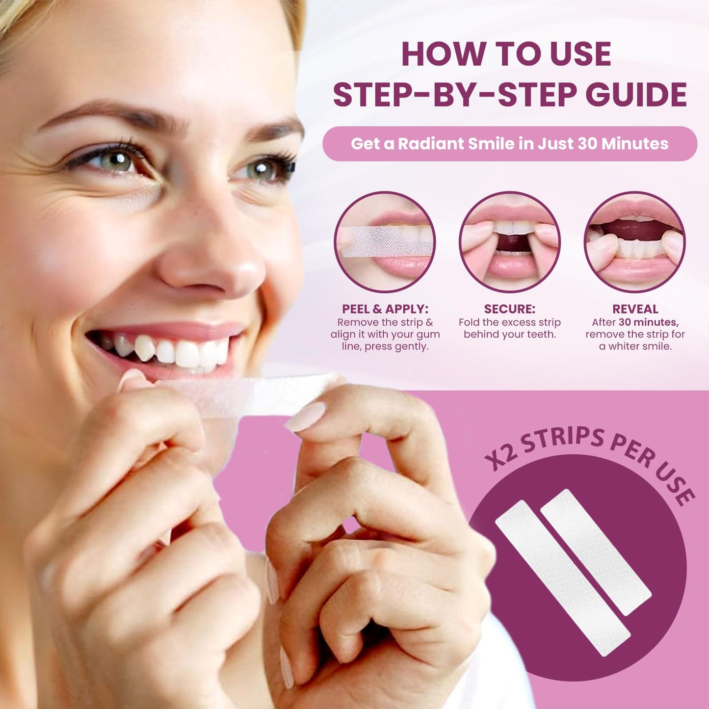 ORACRISP Teeth Whitening Strips 14 Treatments (28 Strips) - Deep Stains Removel - Enamel Safe Whitening Strips - Instant Teeth Whitening Strips