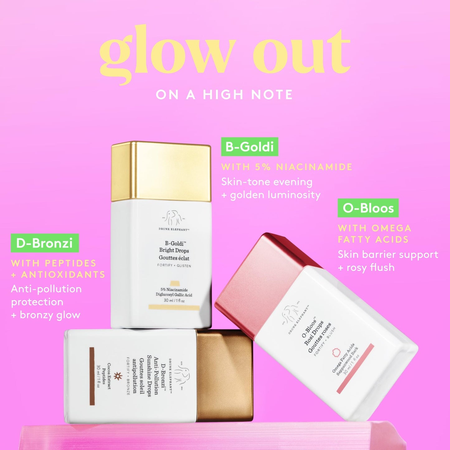 Drunk Elephant B-Goldi Bright Drops - 30 ml/1 fl oz - Illuminating Color Serum Drops - Clean Clinical Skincare - Cruelty-Free - Dermatologist-Tested - Free of Essential Oils, Silicones, and Fragrance