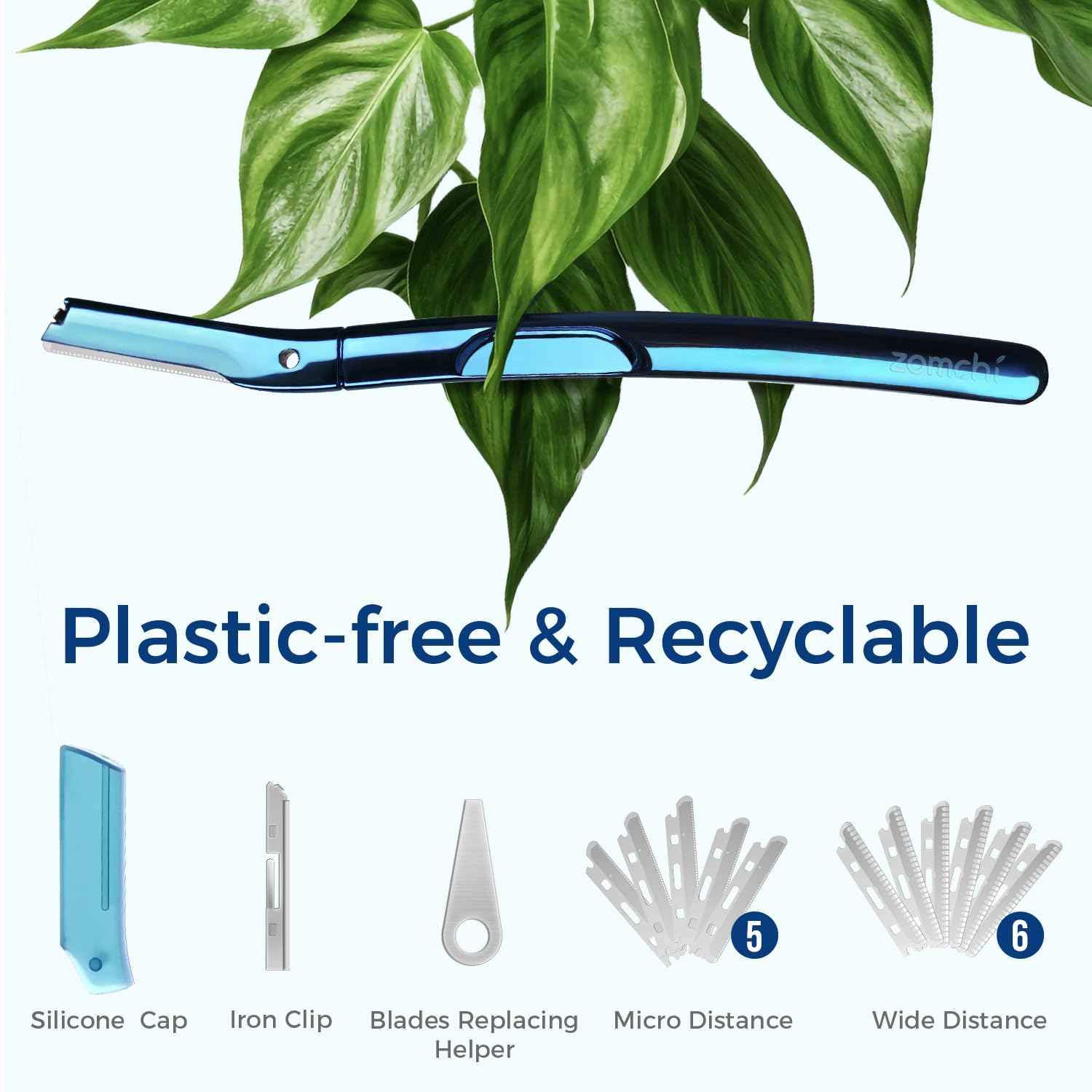 Blue Dermaplaning Razor with Silver Blade Disposal Box