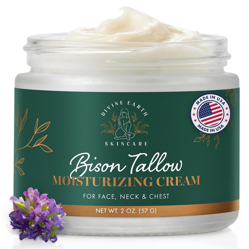 Bison Tallow Face Cream with Bakuchiol & Hyaluronic Acid, Anti Aging Moisturizer for Women, Fragrance Free, Retinol Alternative, Grass Fed, Ancestral Beauty Gift for Her
