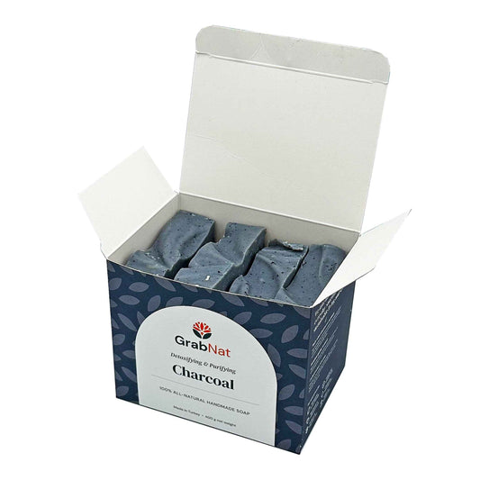 GrabNat 4-Pack Activated Charcoal Soap | Handmade, All-Natural, Cold-Processed |Deep Cleansing for Face & Body, Suitable for All Skin Types, For Men & Women (4 x100grams / 4 x 3.5oz)