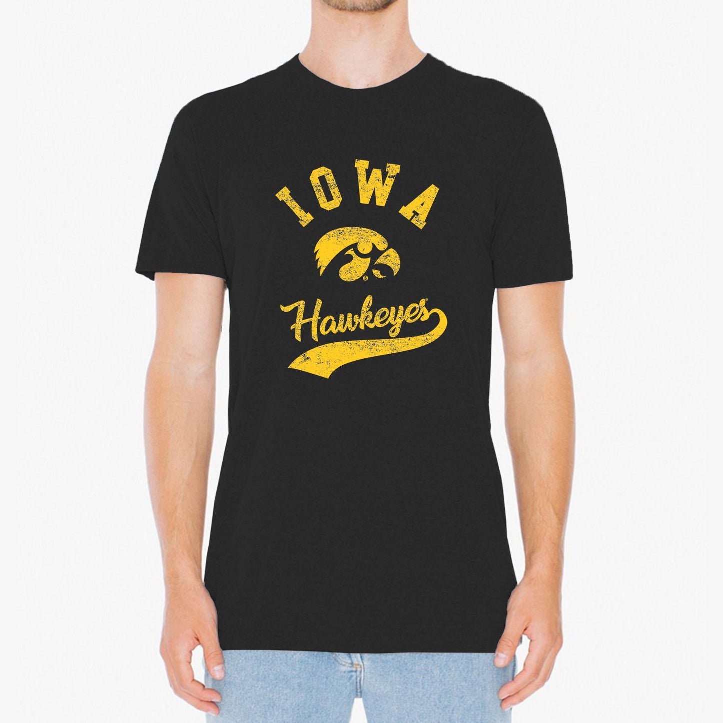 UGP Campus Apparel AS11 – Iowa Hawkeyes Retro Script Men's Triblend T-Shirt - Small - Vintage Black