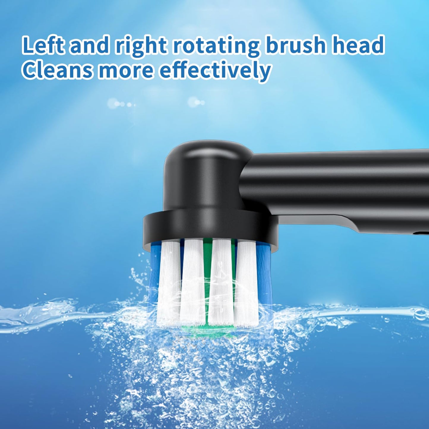 GRAUICI Deep Clean Rechargeable Electric Powered Toothbrush, Rechargeable Electric Toothbrush with 8 Brush Heads,Pressure Sensor to Protect Gums