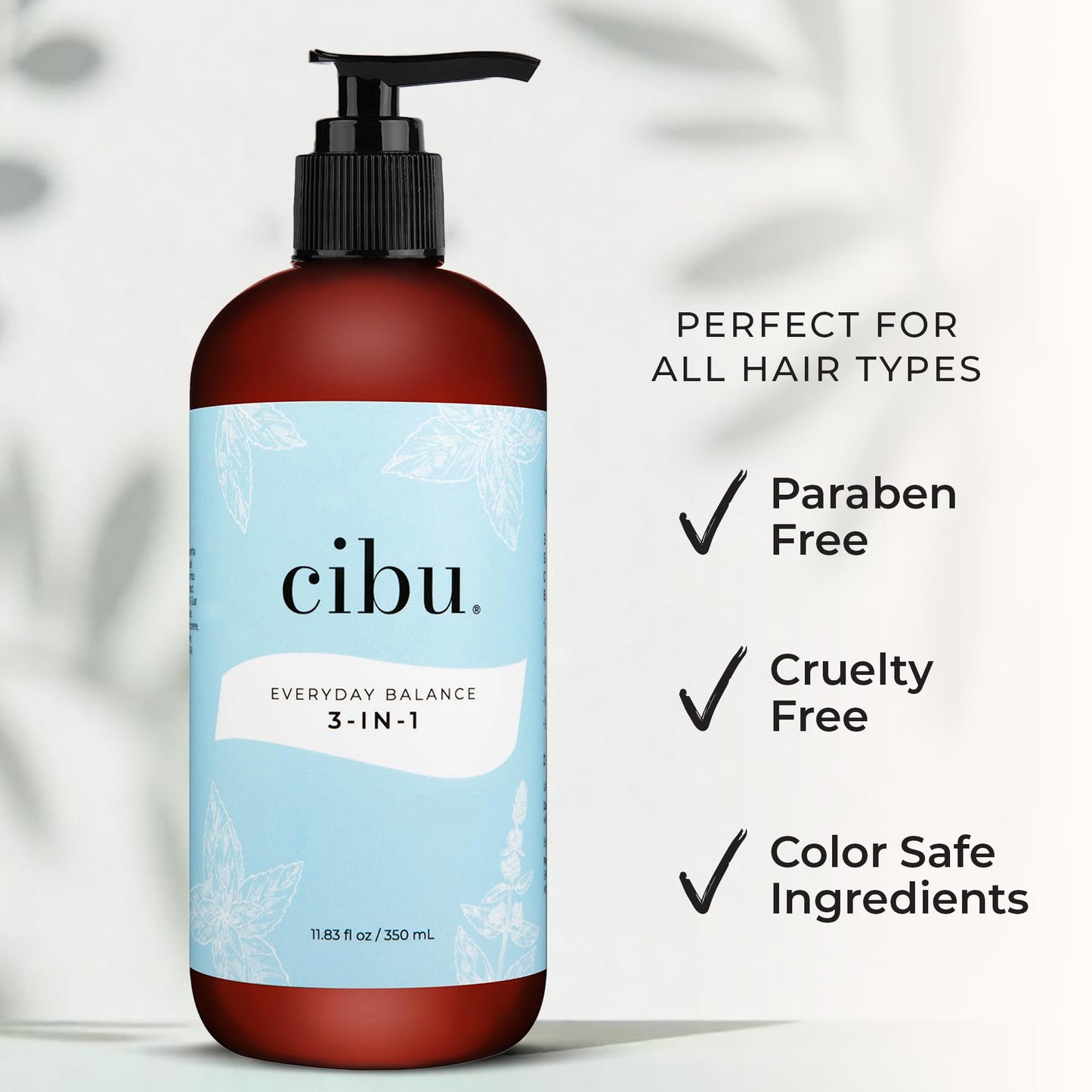 CIBU Shampoo, Conditioner & Body Wash 30021, 11.83 fl oz (350 ml), Sulfate-Free, Fresh Scent, For All Skin & Hair Types, Men/Women Hair, Body, Face & Bubble Bath