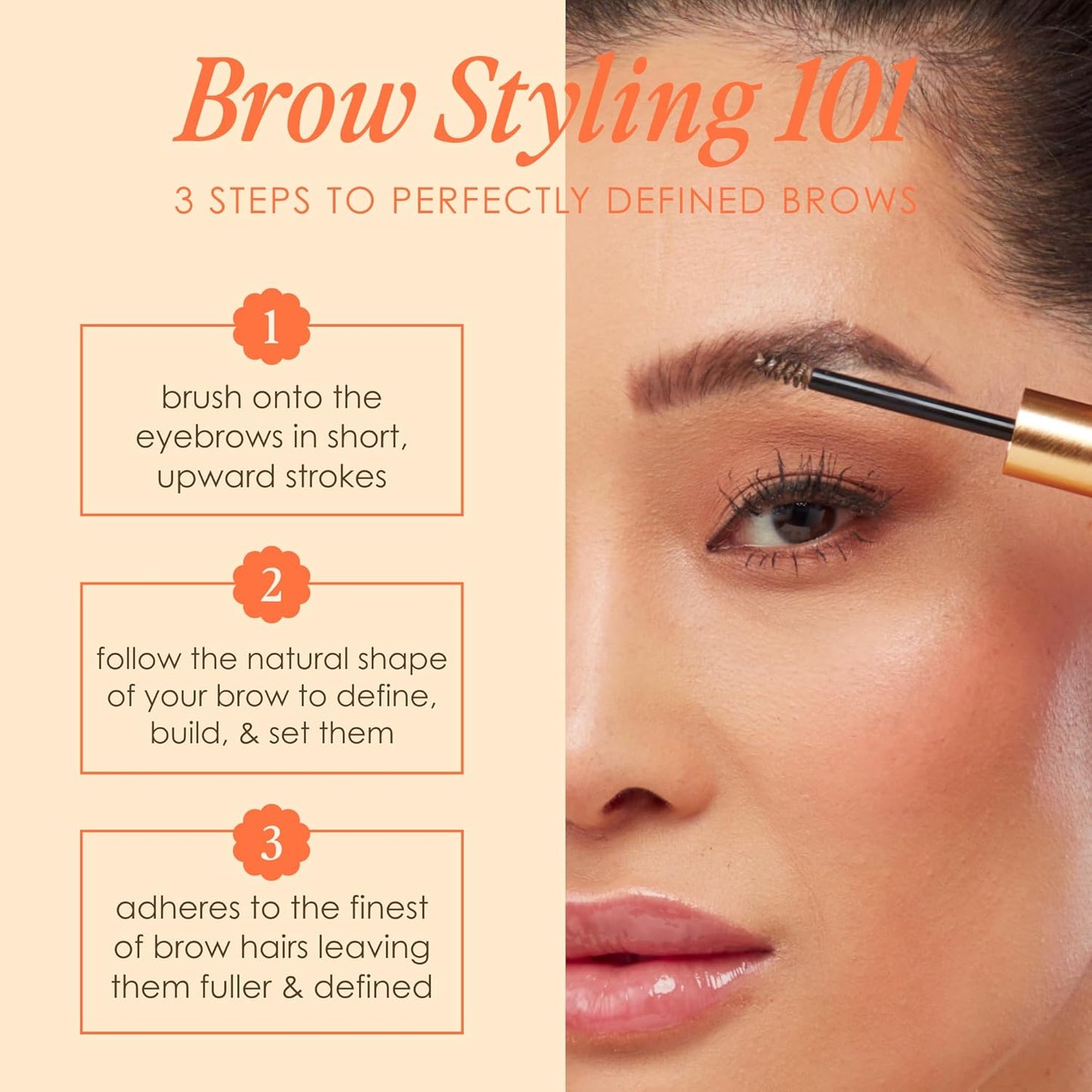Grande Cosmetics Brow Gel - Volumizing Tinted or Clear Eyebrow Mascara for Soft Flexible Hold | Water Resistant