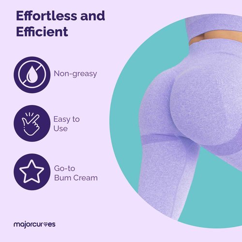 Major Curves Bum Booster Cream – Butt Enhancement Cream for Women – Natural Booty Lift & Firming with LipidMaxx, Wild Yam & Aloe – Bigger, Rounder Bum in 2 Weeks – 6 oz