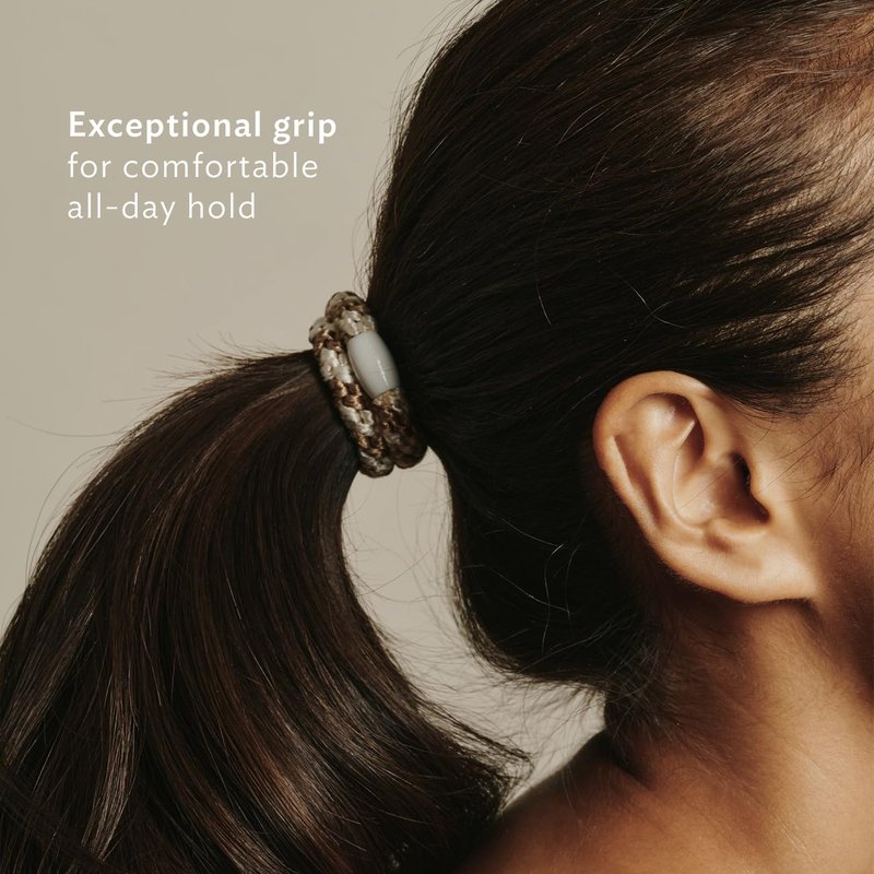 L. Erickson Hair Ties for Thick Hair, Grab & Go Pony Tube 15 Pack Eclectic Tones - No-Crease Damage-Free Bands with Strong Hold for Women & Men, Pixie