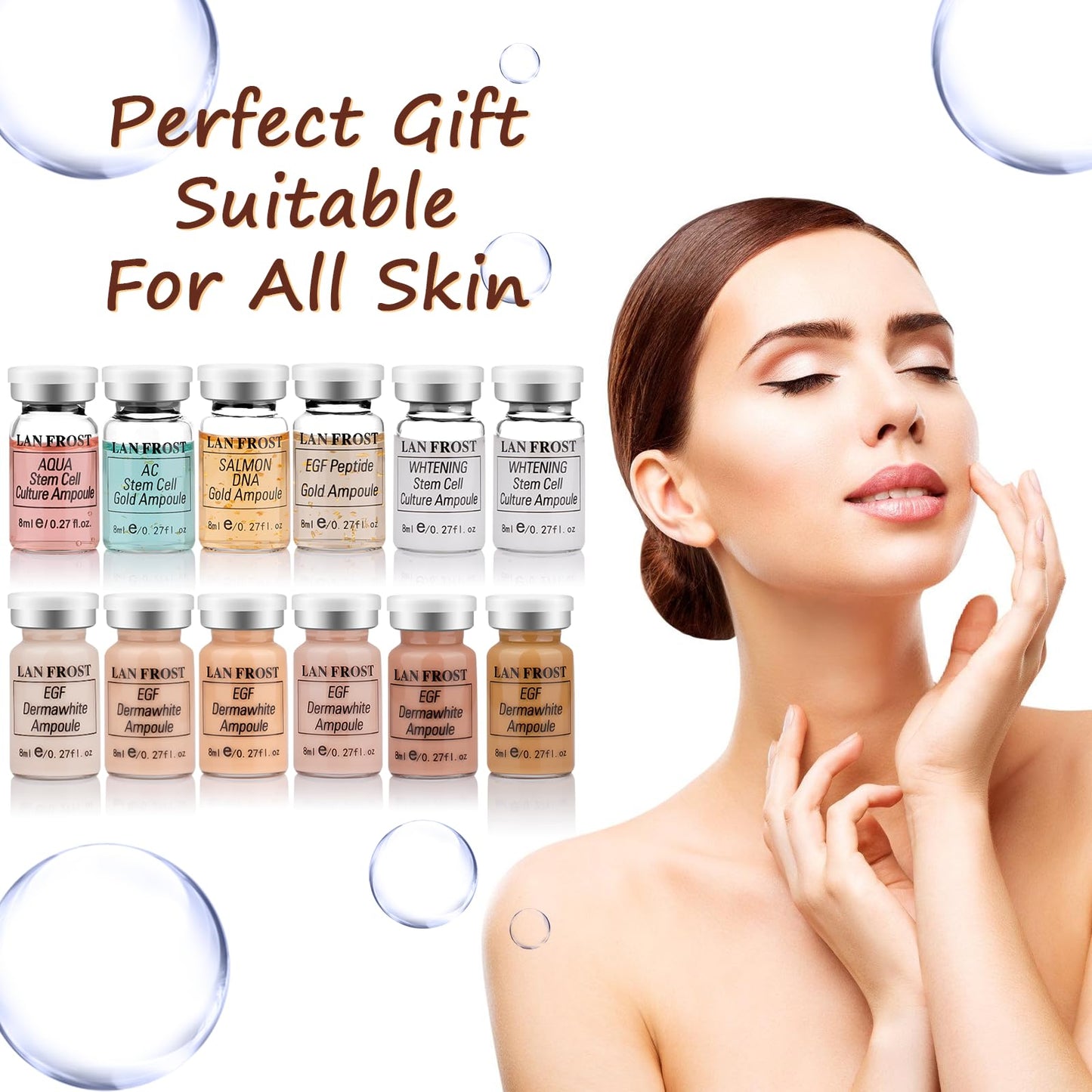 Facial Glow Starter Kit Hyaluronic Acid Serum Foundation Skincare Mix Kit 0.27oz Hyaluronic Ampoule and Essence Foundation, 12 Vial Pigment Skincare Kit with Serum