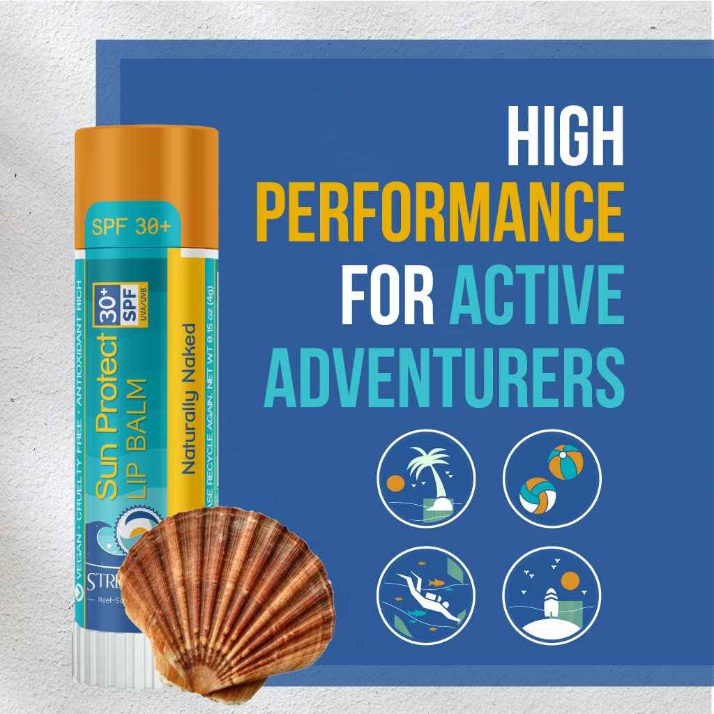 STREAM 2 SEA SPF 30 Organic Lip Balm Set, Reef Safe Cherry Vanilla, Naturally Naked and Cucumber Mint, Moisturizing + Sun Protect Outdoor Lip Balm For Beach and Sports, Paraben Free Lip Moisturizer