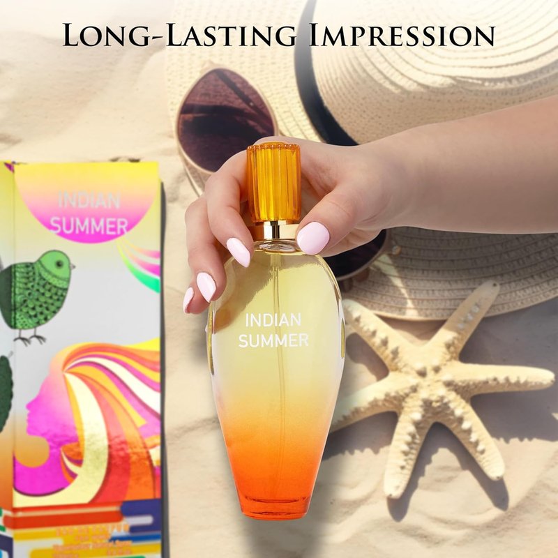 Indian Summer Perfume for Women - Tropical Mango, Nectarine & Coconut Scents - 3.4 Fl Oz, Natural & Paraben Free