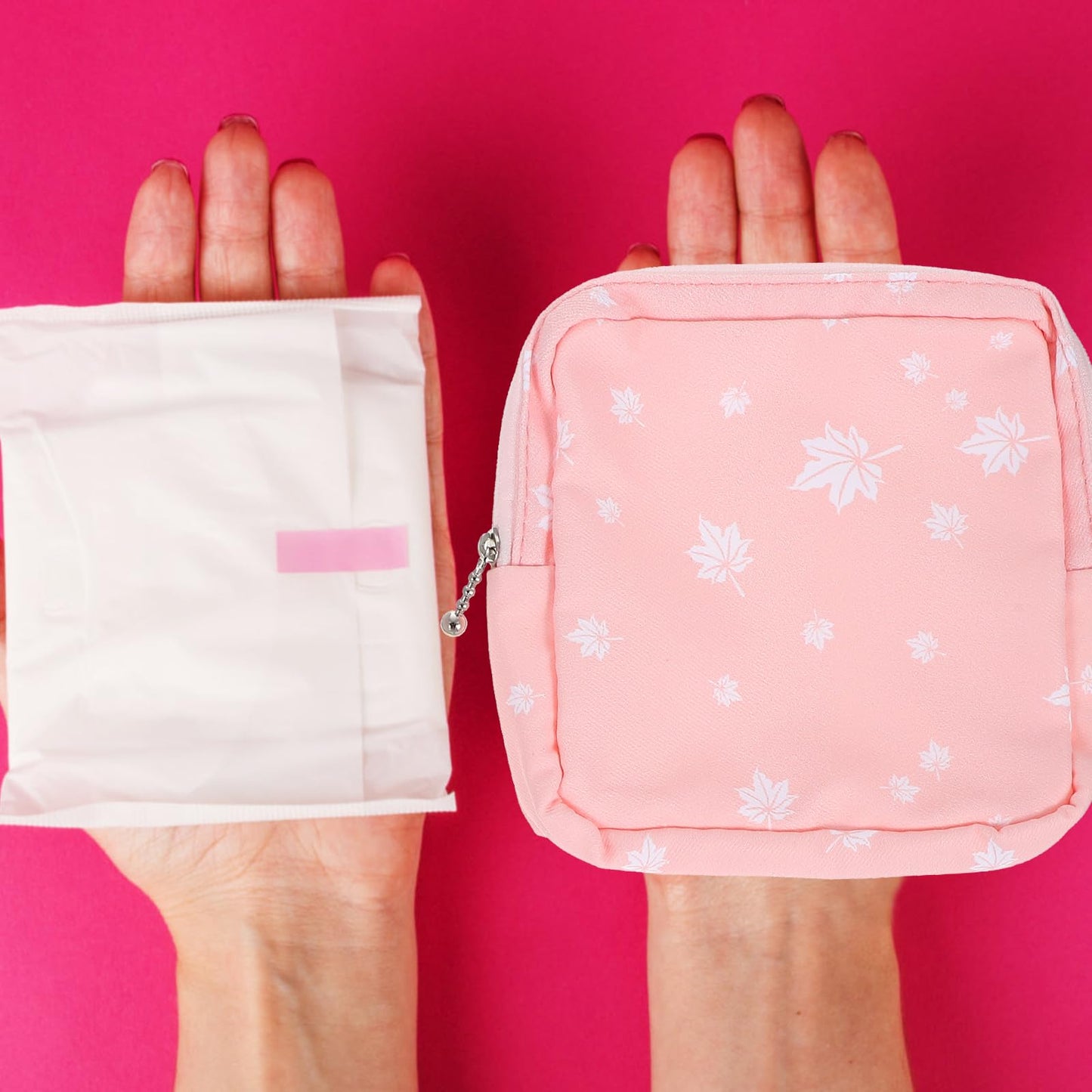 Amosfun 20Pcs Portable Sanitary Napkin Storage Bags for Teen Girls Mini Zipper Makeup Cosmetic Pouch Lightweight Polyester Pad Organizer for Travel and Daily Use