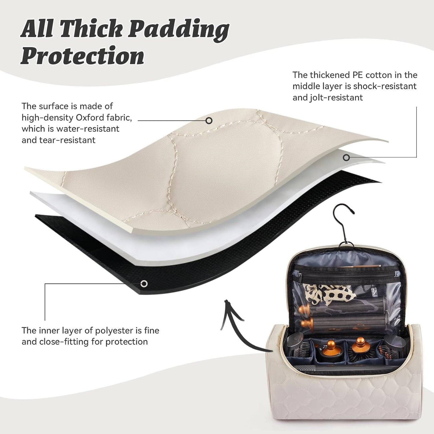 Shark Flex Style Travel Case - Portable Hair Dryer Organizer with Padded Storage & Hanging Hook | Fits All Models