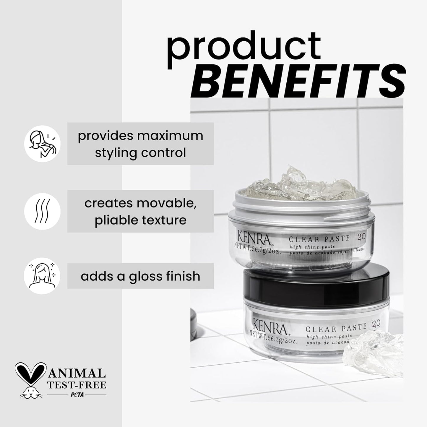 Kenra Clear Paste 20 - High Shine Texturizing Styler for All Hair Types | Strong Hold & Control