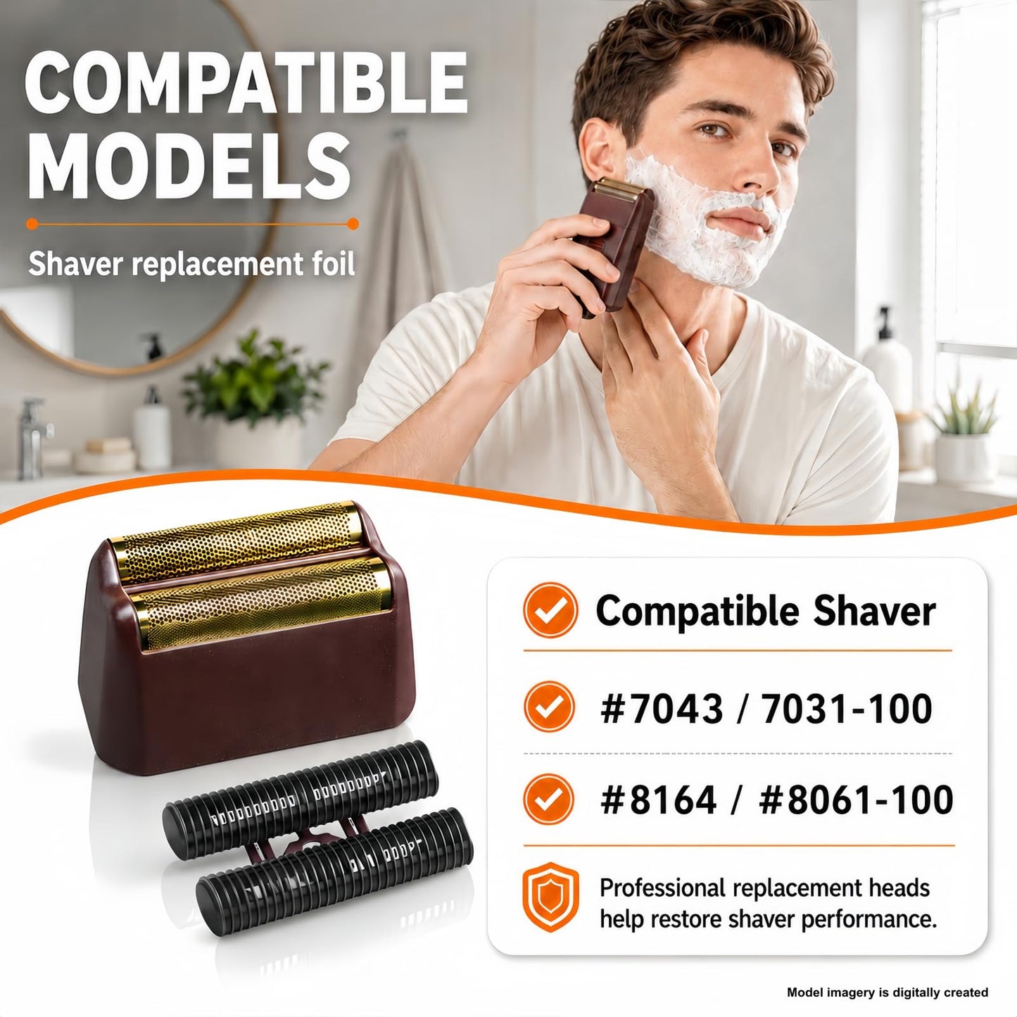 3 Pack Professional 5 Star Series Finale Shaver Replacement Foil and Cutter Bar Assembly Compatible with wahl Shaver Foil 7031-100, 7043-100 Super Close Shaving Replacement Heads，Red