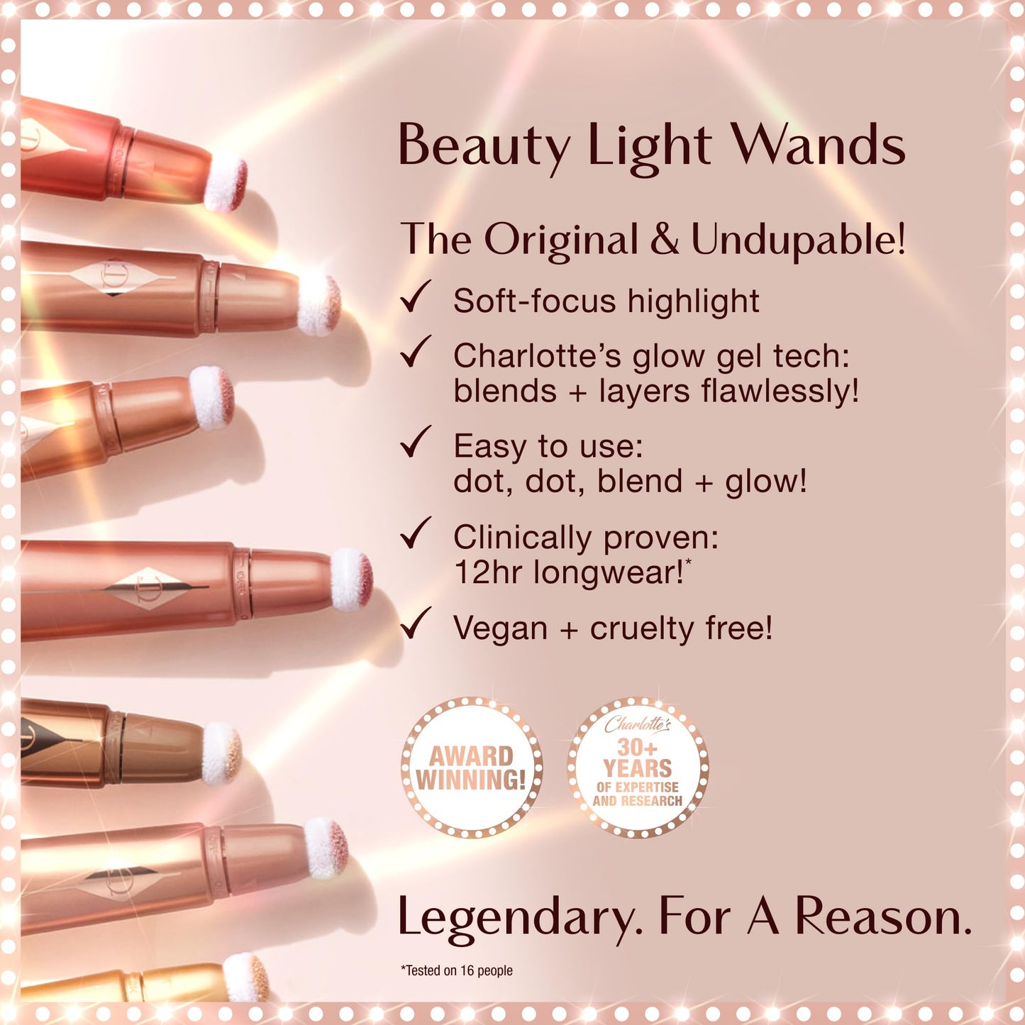 Charlotte Tilbury Pillow Talk Beauty Light Wand Liquid Highlighter Makeup - Soft-Focus Nude-Pink Highlighter & Blush for Cheeks - Pearlescent, Weightless Radiant Finish - Pillow Talk Original