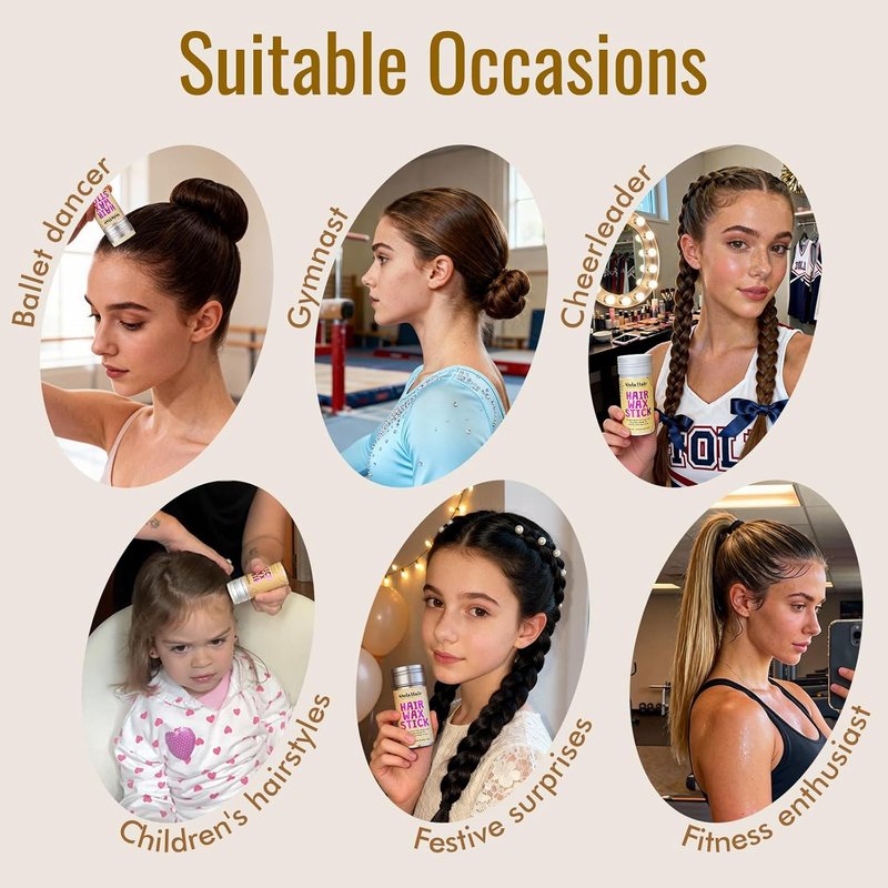 Hair Wax Stick for Flyaways - Smoothing Pomade for Women & Kids | 2 Pack