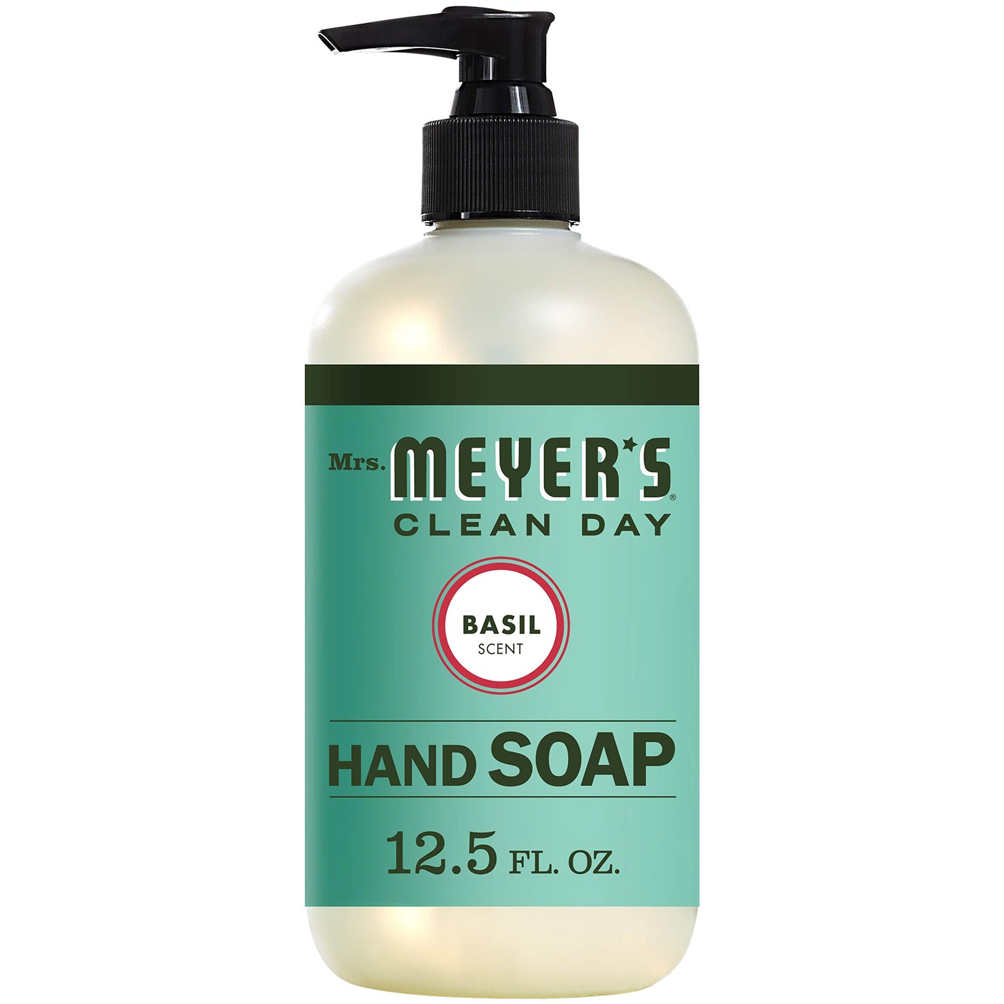 MRS. MEYER'S CLEAN DAY Liquid Hand Soap, Cruelty Free Hand Wash Made with Essential Oils, Basil Scent, 12.5 oz - Pack of 6