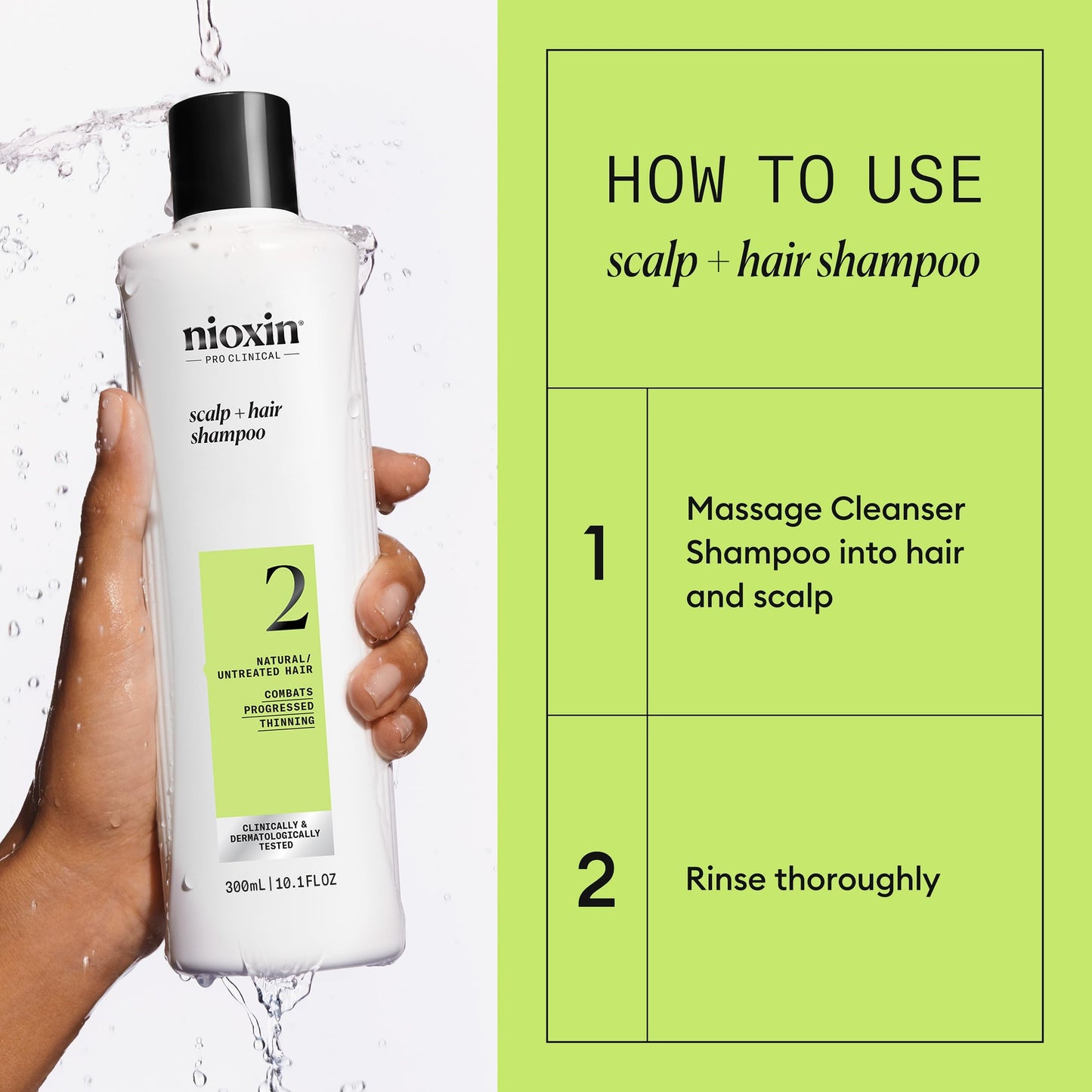 NIOXIN Scalp + Hair Thickening System 2 Shampoo| For Natural or Untreated Hair with Progressed Thinning |With Niacinamide and Biotin |10.1 Fl oz.
