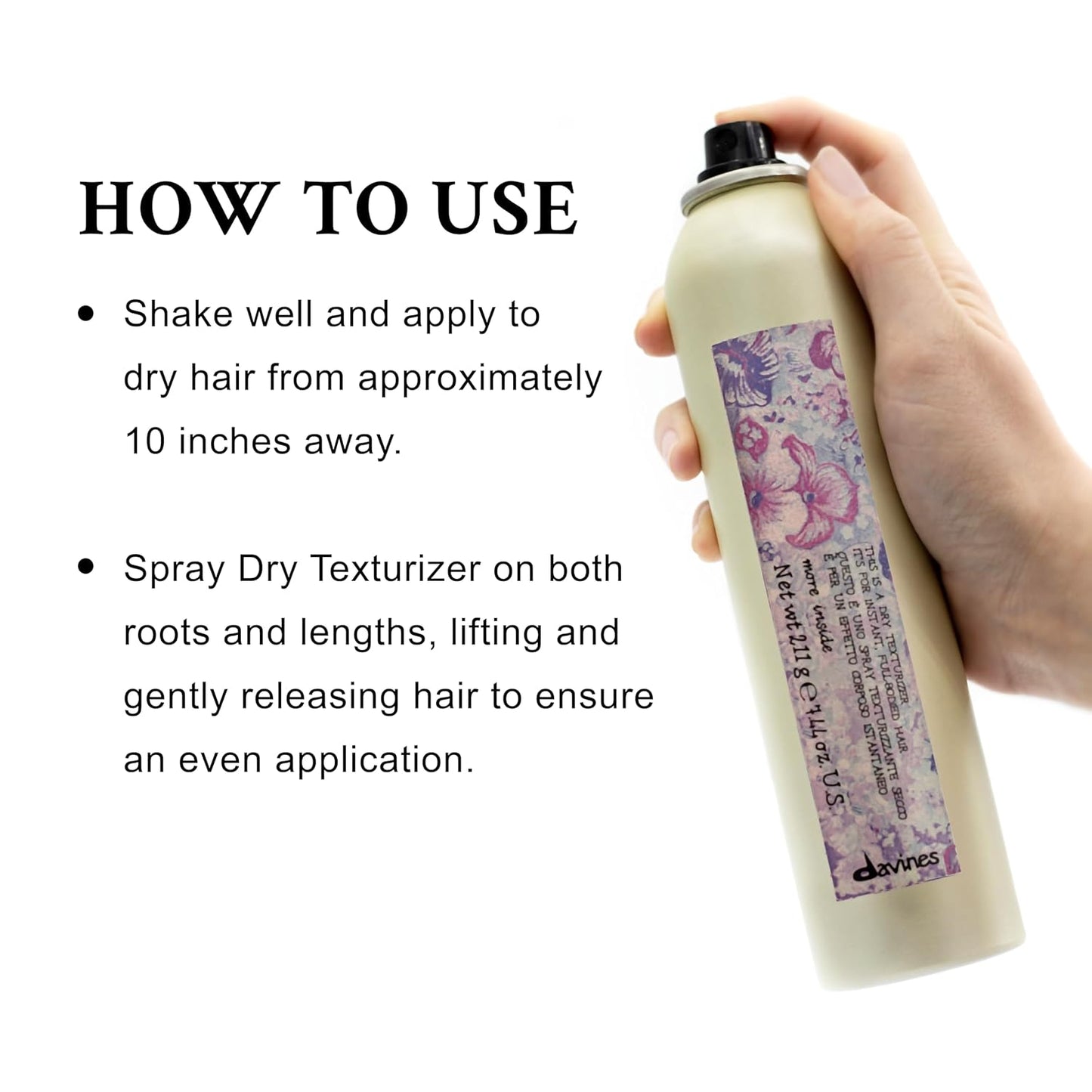 Davines Dry Texturizer Spray - Medium Hold Instant Volume & Texture | Refreshing & Reworkable, 8.45 Fl Oz