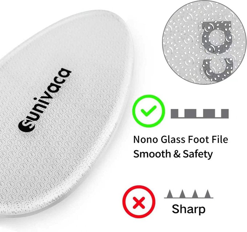 Sunivaca Glass Foot File Callus Remover for Feet, Heel Scraper, Pumice Stone, Diabetic Feet Scrubber Dead Skin Remover for Feet Professional Pedicure Tools