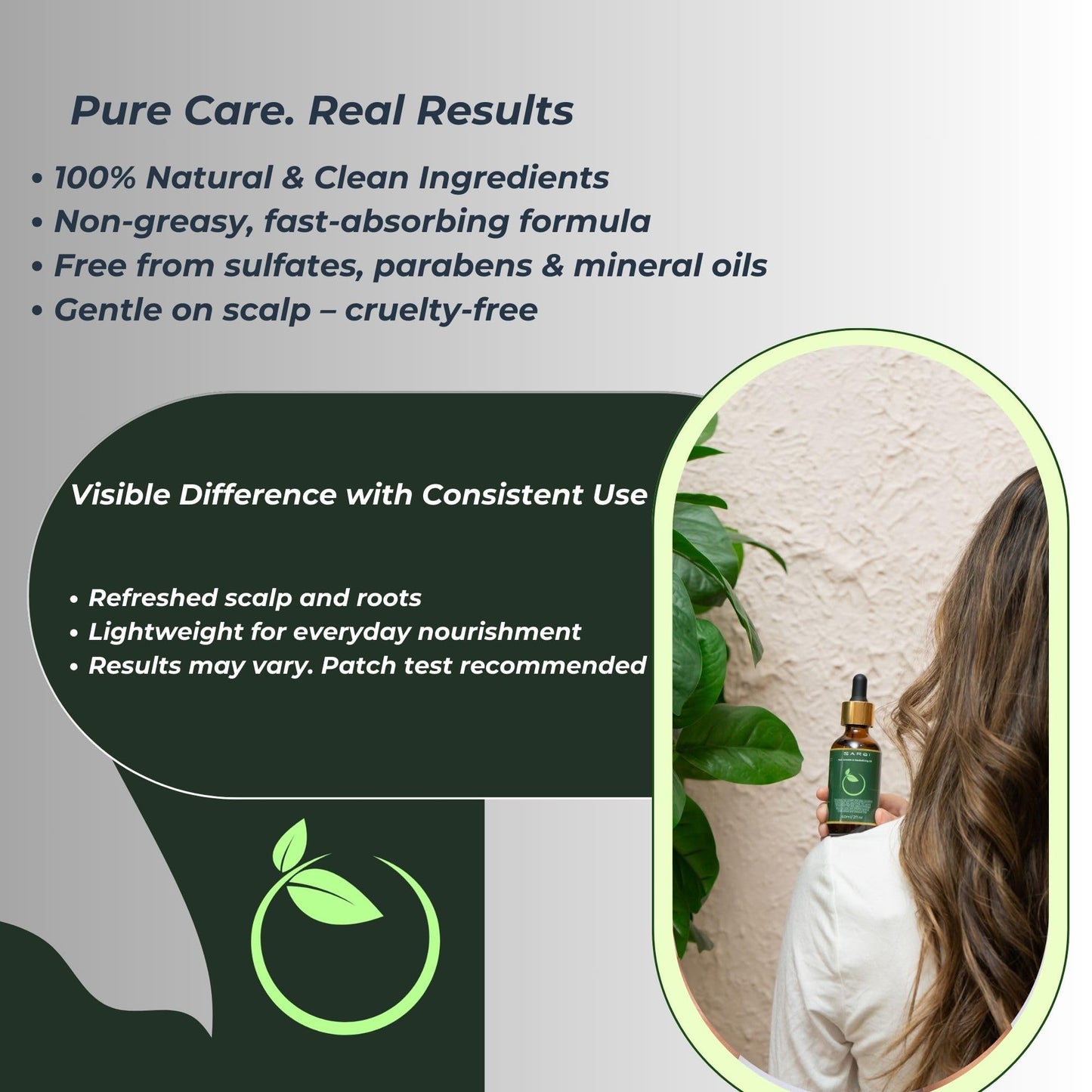 Hair growth Oil 100% Natural Lightweight Serum with Jojoba, Fractionated Coconut, Grapeseed, Argan, Vitamin E, Rosemary, Peppermint, Lavender, for Nourished Hair growth & Scalp Health