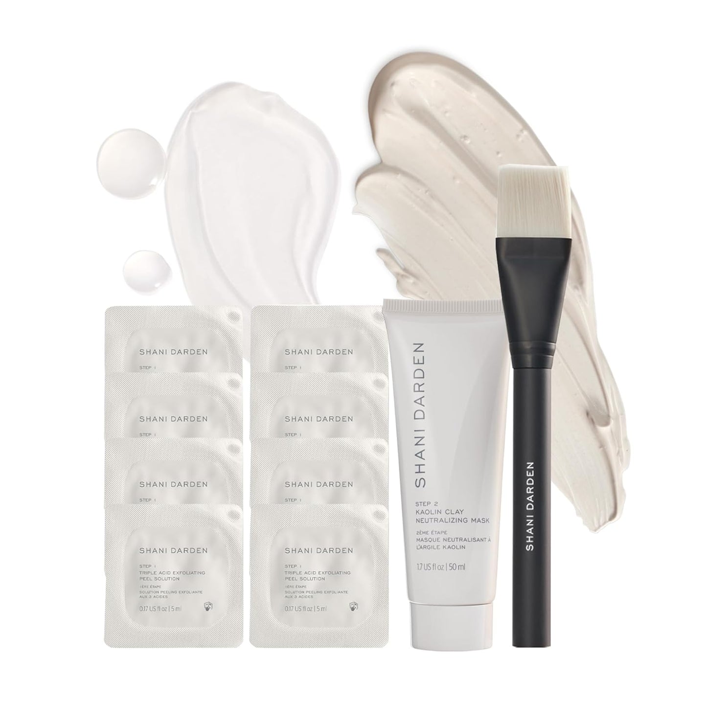 SHANI DARDEN SKIN CARE Triple Acid Peel - 2-Step Exfoliating Face Treatment with Mandelic & Glycolic Acids | 8 Peels + Mask & Brush