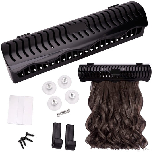 Hair Extension Holder Hair Extension Style Caddy Designed to Hold Clip-Ins, Tape-In’s, Micro Bundles and Sew-In Wefts While You Color, Wash, Style, Pack and Store (Black)
