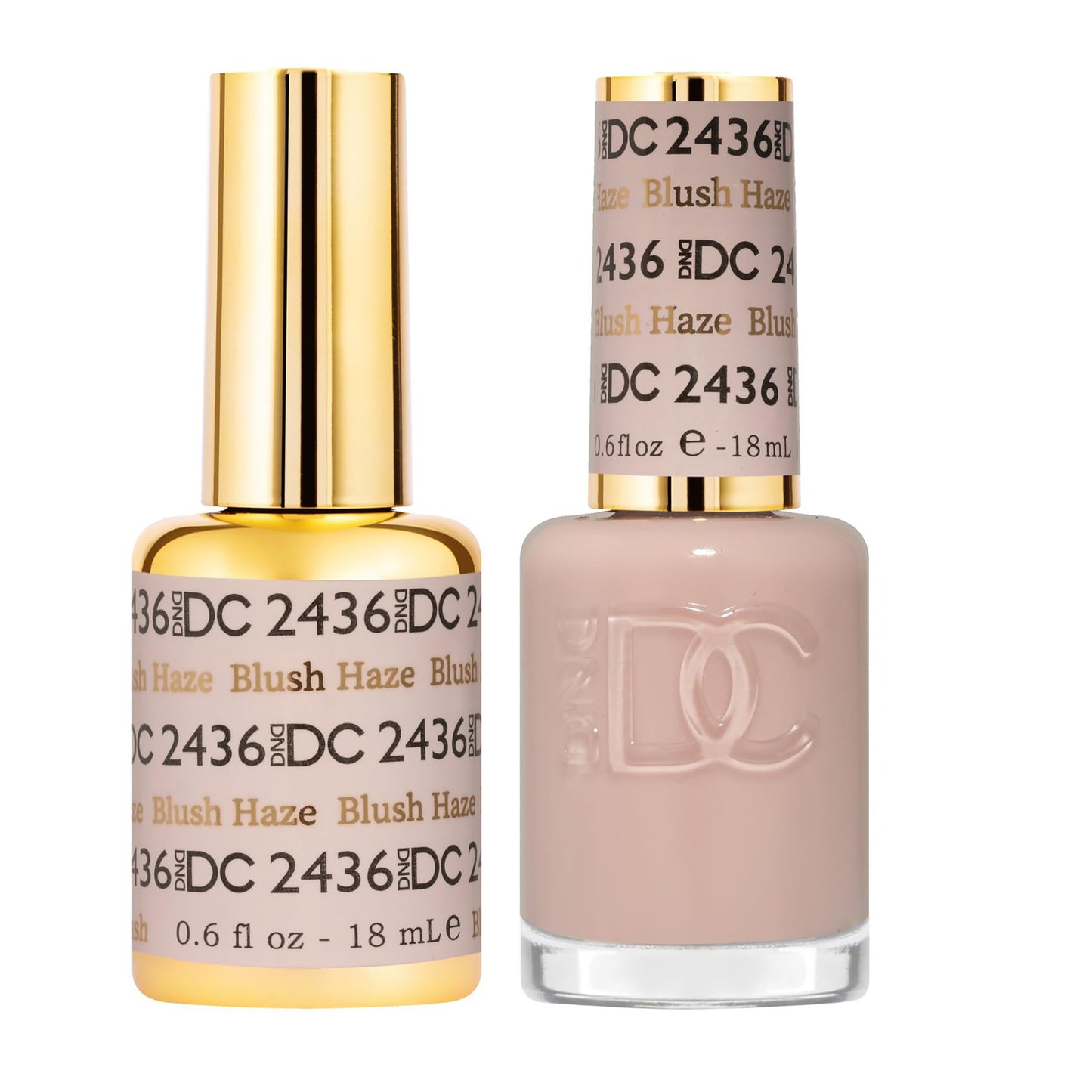 DND DC Gel Polish Set, Sheer Collection, UV/LED Gel Polish and Air Dry Nail Lacquer, Matching Chip-Free Polish Duo, 2436 Blush Haze, 0.5 Fl Oz