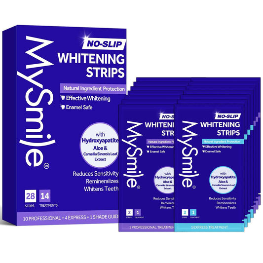 MySmile Teeth Whitening Strips, Hydroxyapatite-Infuse White Strips, Non-Sensitive Teeth Whitening with Soothing Natural Ingredients, Enamel-Safe, Residue-Free, Non-Slip, 14 Treatments Kit (28 Count)