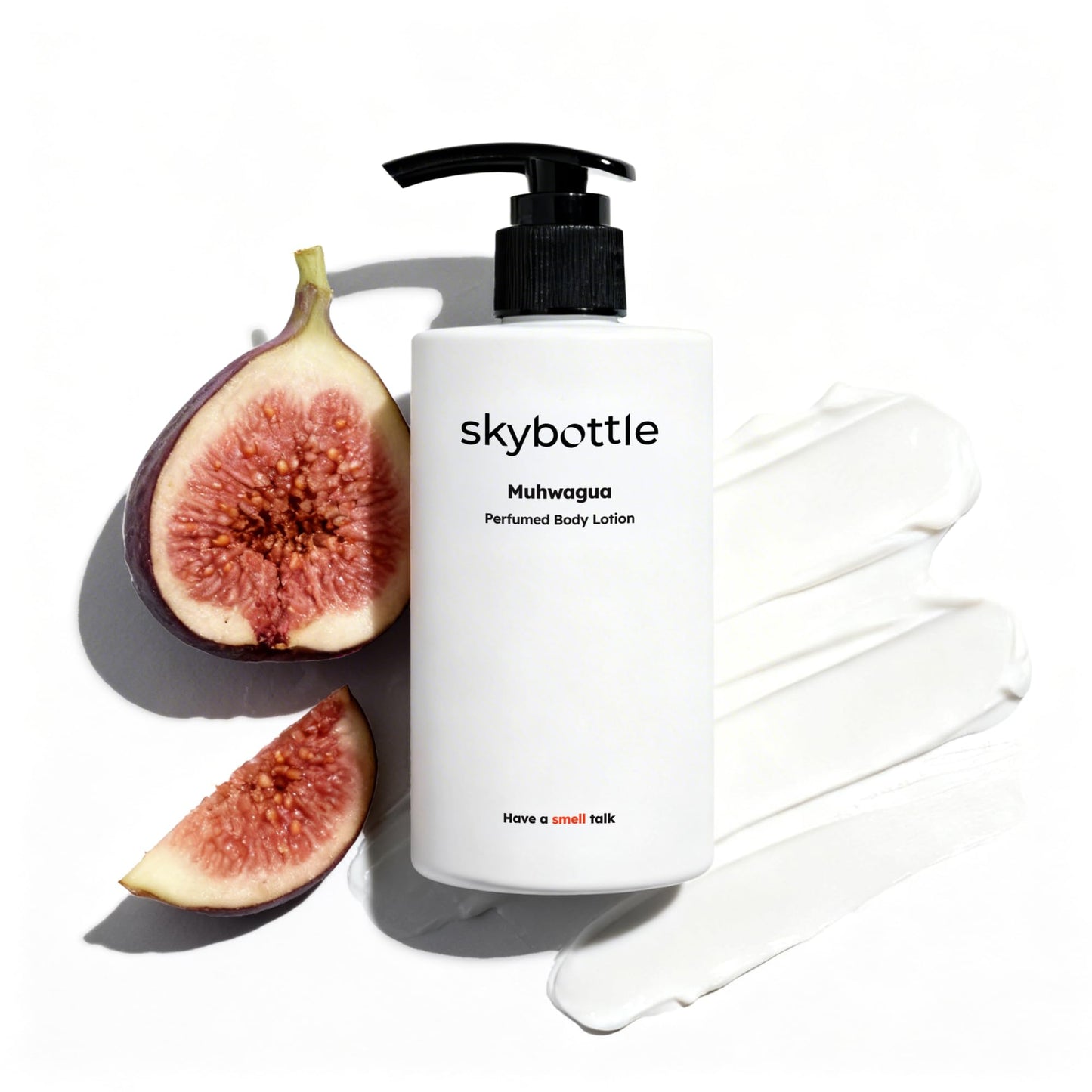 skybottle Scented Body Lotion with Pump, Fast-Absorbing Shea Butter & Hyaluronic Acid,Korean Skin Care Gift, Woody Perfume, Green & Sweet Fig Scent, Moisturizer for Dry Cracked Skin, 10.1 Fl. Oz