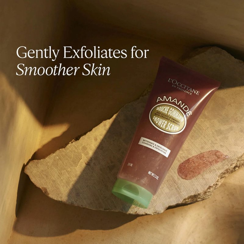 L’Occitane Almond Shower Scrub, 2-In-1 Exfoliating Body Wash with Nourishing Oil Removes Dead Skin Cells & Cleanses for Smooth, Soft & Radiant Skin