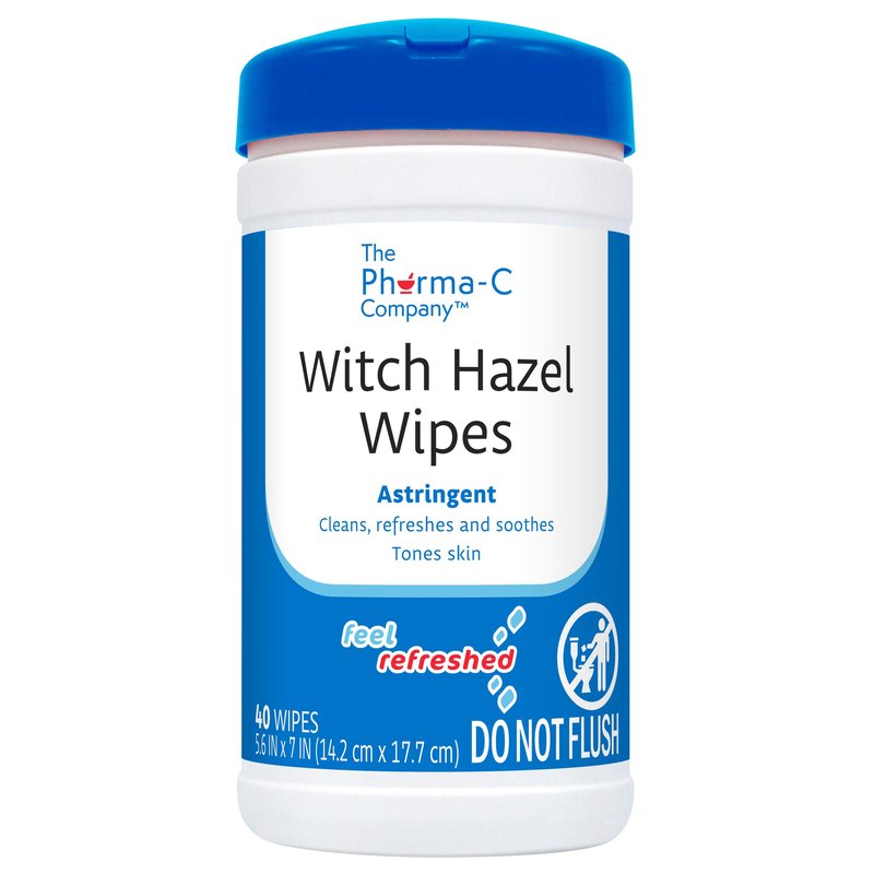 The Pharma-C Company - Witch Hazel Wipes [6 canisters] - Daily Toner & Astringent Cleansing Cloths for Face