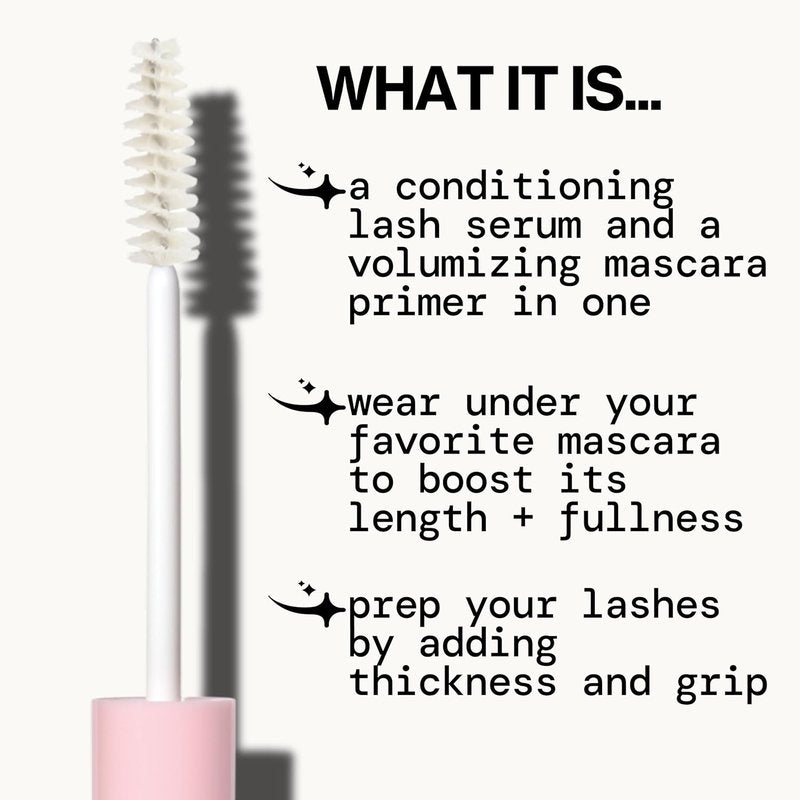 Vegan Collagen Eye Lash Serum & Clear Mascara Primer - Conditioning Formula with Vitamin B & E for Longer, Fuller Lashes
