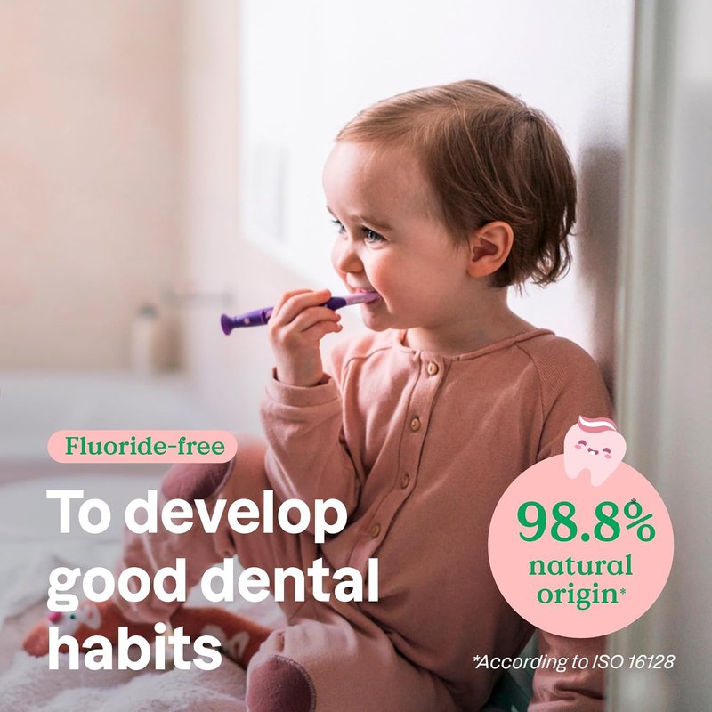 Fluoride-Free Training Toothpaste for Kids - Vegan, Naturally Derived Ingredients | Strawberry, 2.6 Oz