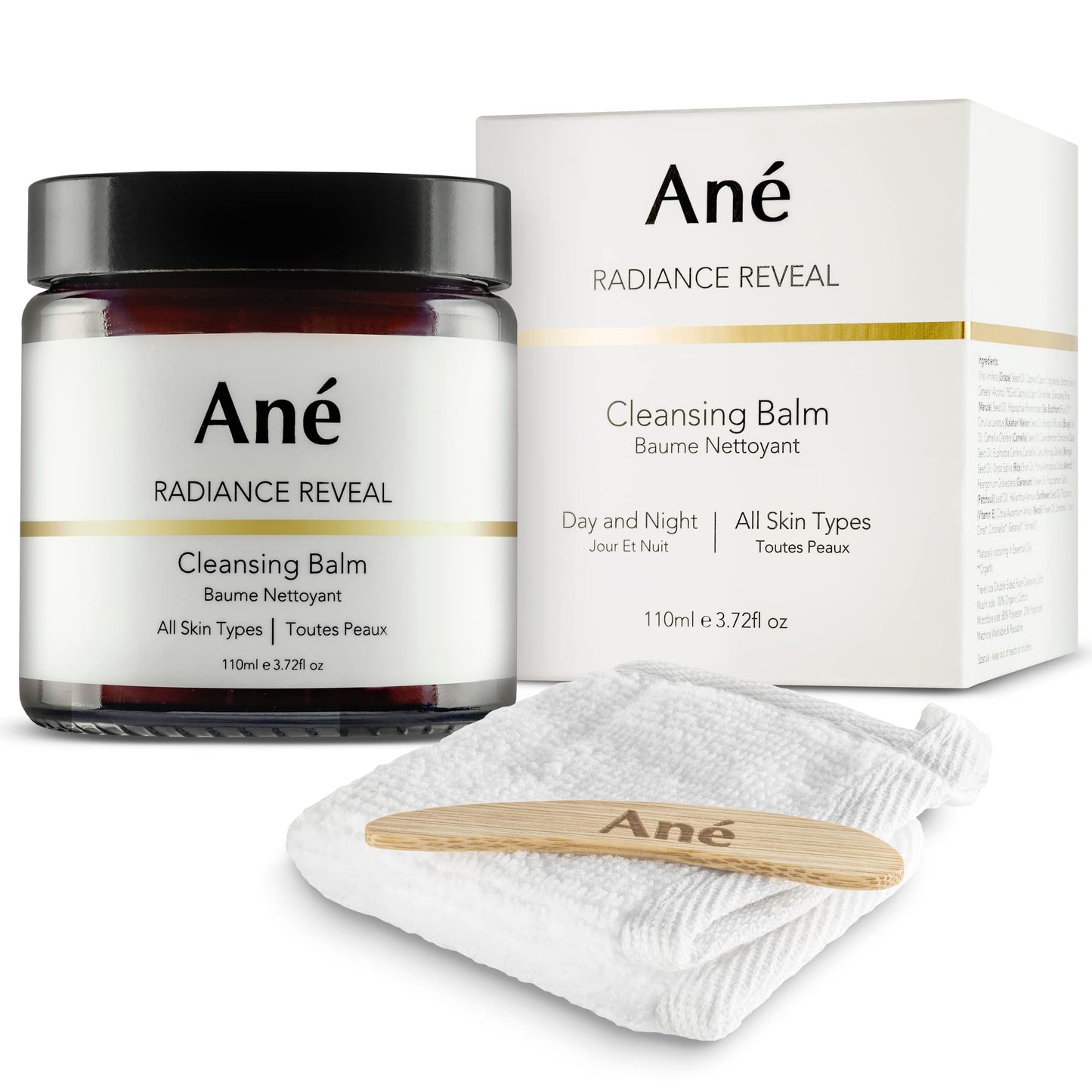 Ané Cleansing Balm Deep Cleansing Makeup Remover Balm with Travel-size Reusable Makeup Remover Cloth - 3.72 fl oz - Day & Night