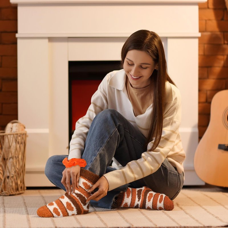 Breathy 36 Pcs Friendsgiving Gifts Set for Women Includes Fall Fuzzy Socks Orange Hair Scrunchies Velvet Elastics Friendsgiving Cards Fall Gifts for Thanksgiving Halloween Birthday Party Favors