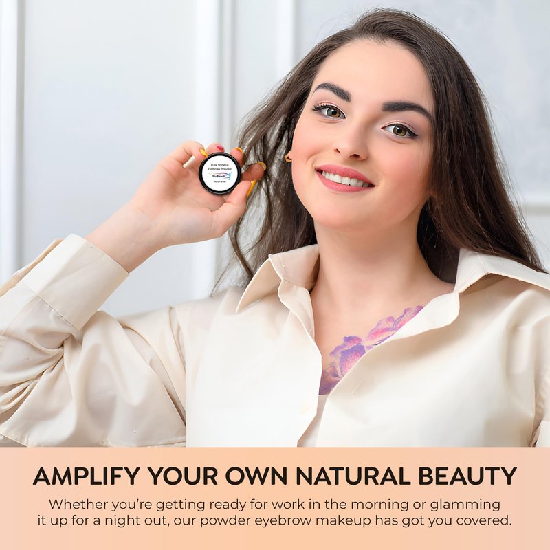 Natural Eyebrow Powder Eyebrow Kit – Mica Brow Powder Eyebrow Makeup Kit with Professional Angled Eyebrow Brush – 10 Natural Shades – No Parabens or Chemicals – Eyebrow Shaper Kit by NuBeauti