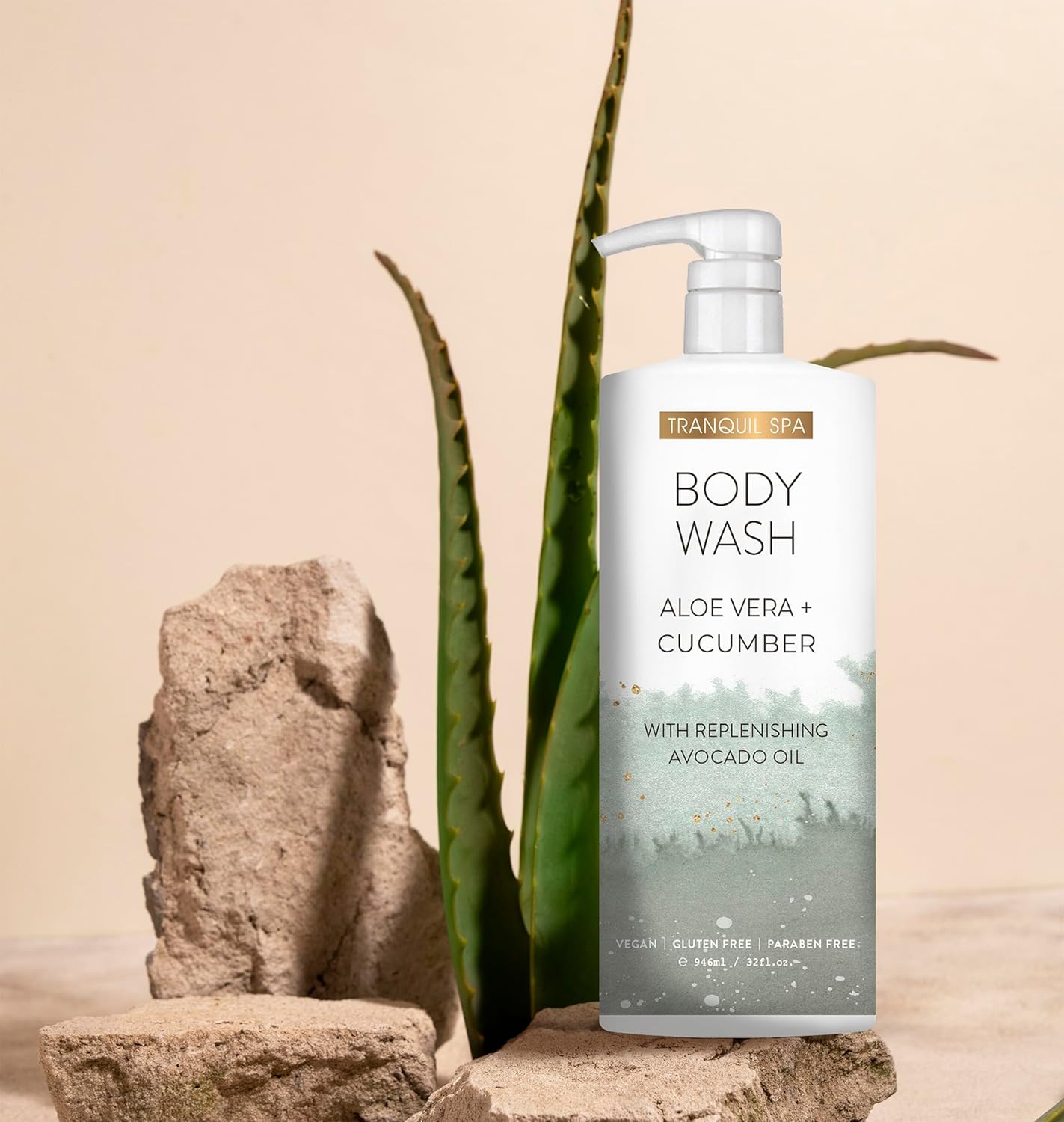 Tranquil Spa Body Wash Duo - Aloe Vera & Cucumber, Oatmeal & Coconut | 32oz Bottles
