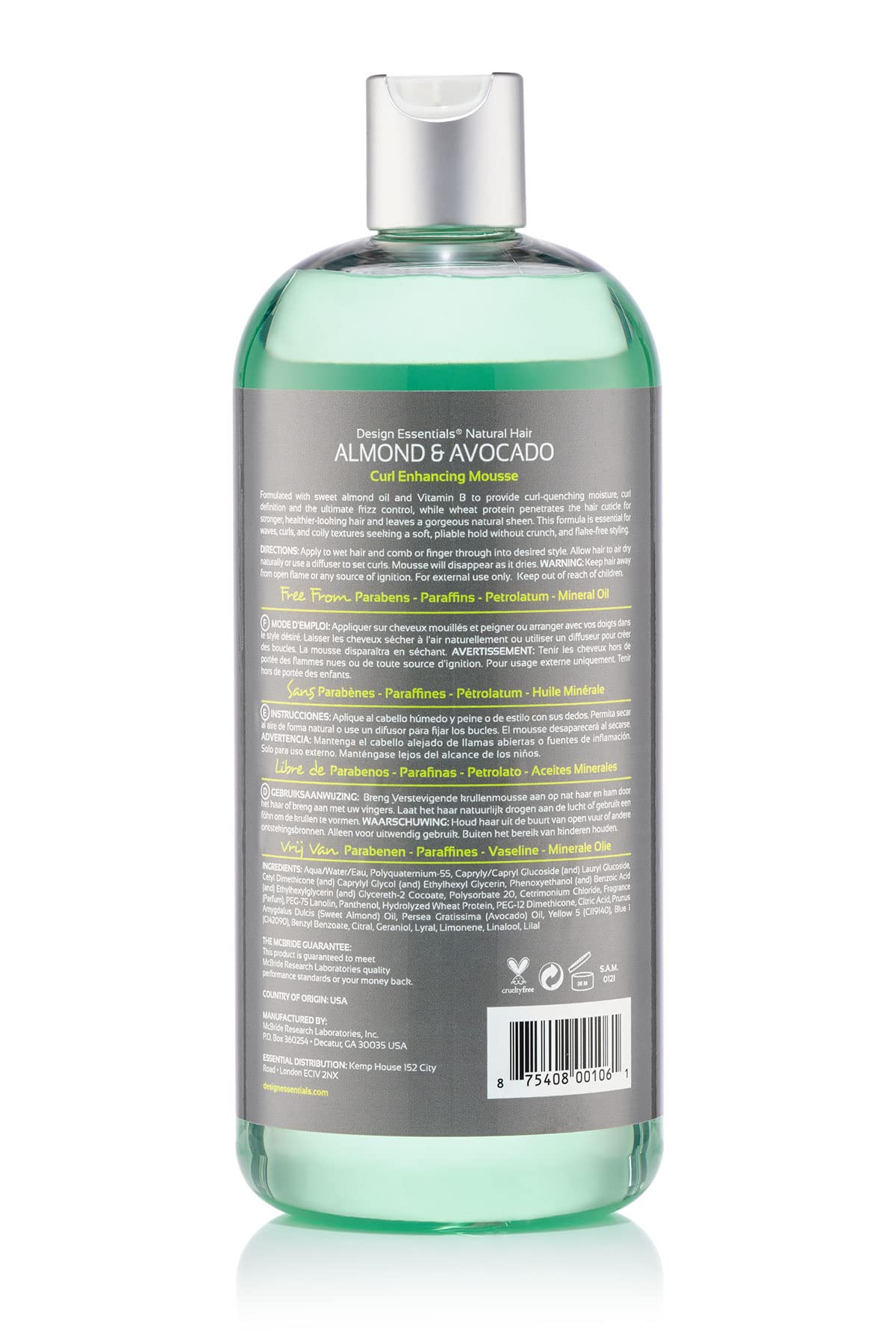Design Essentials Almond and Avocado Curl Enhancing Hair Mousse for Curly Hair 34 Oz Refill (Pack of 1)