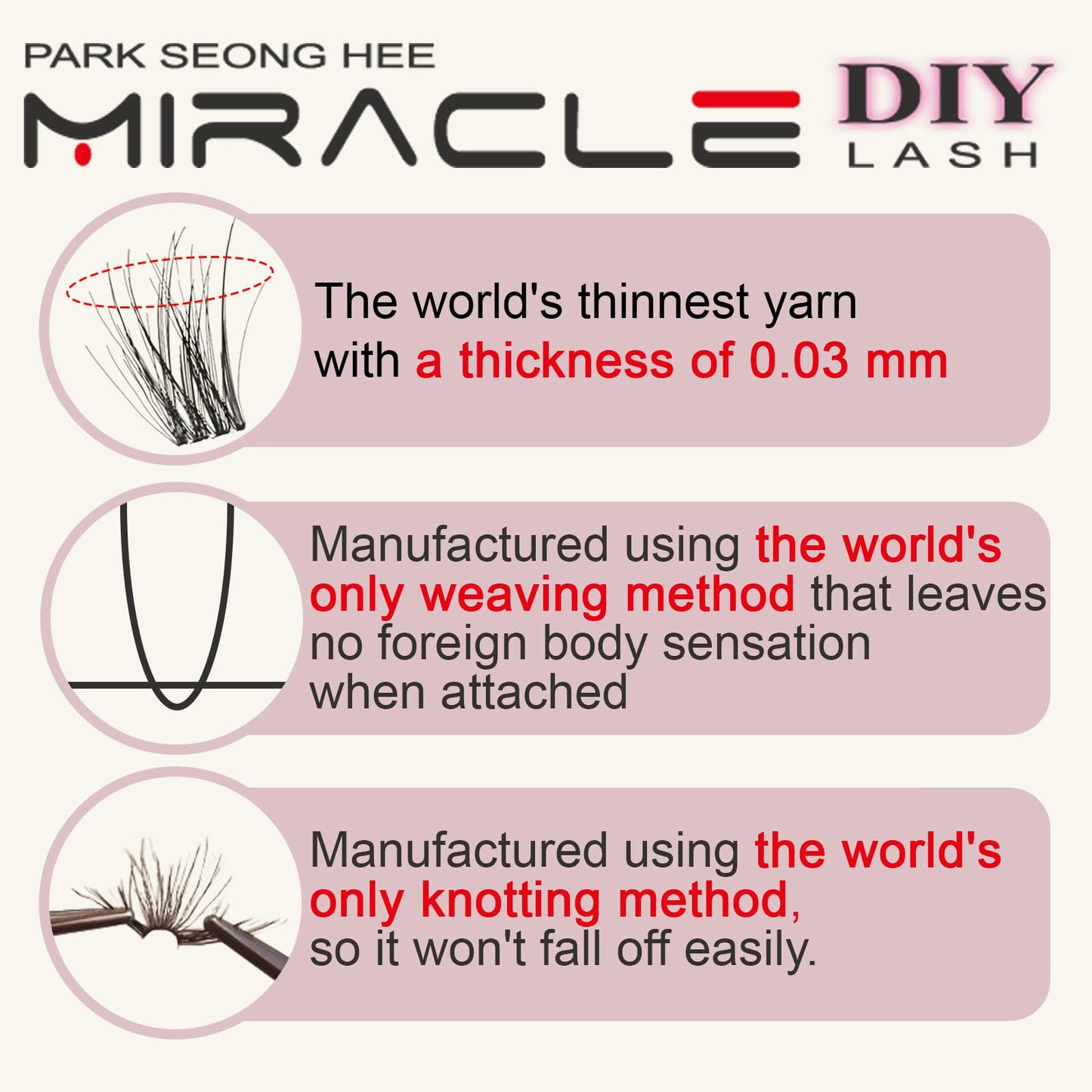PARK SEONG HEE MIRACLE LASH DIY False Eyelashes, Lash Clusters, Lengthening Wisps 9mm-16mm Contact Lens Friendly, Easy to Apply, Reusable Strip Lashes (E5-280, 16mm) Thickness 0.03mm Lash Clusters