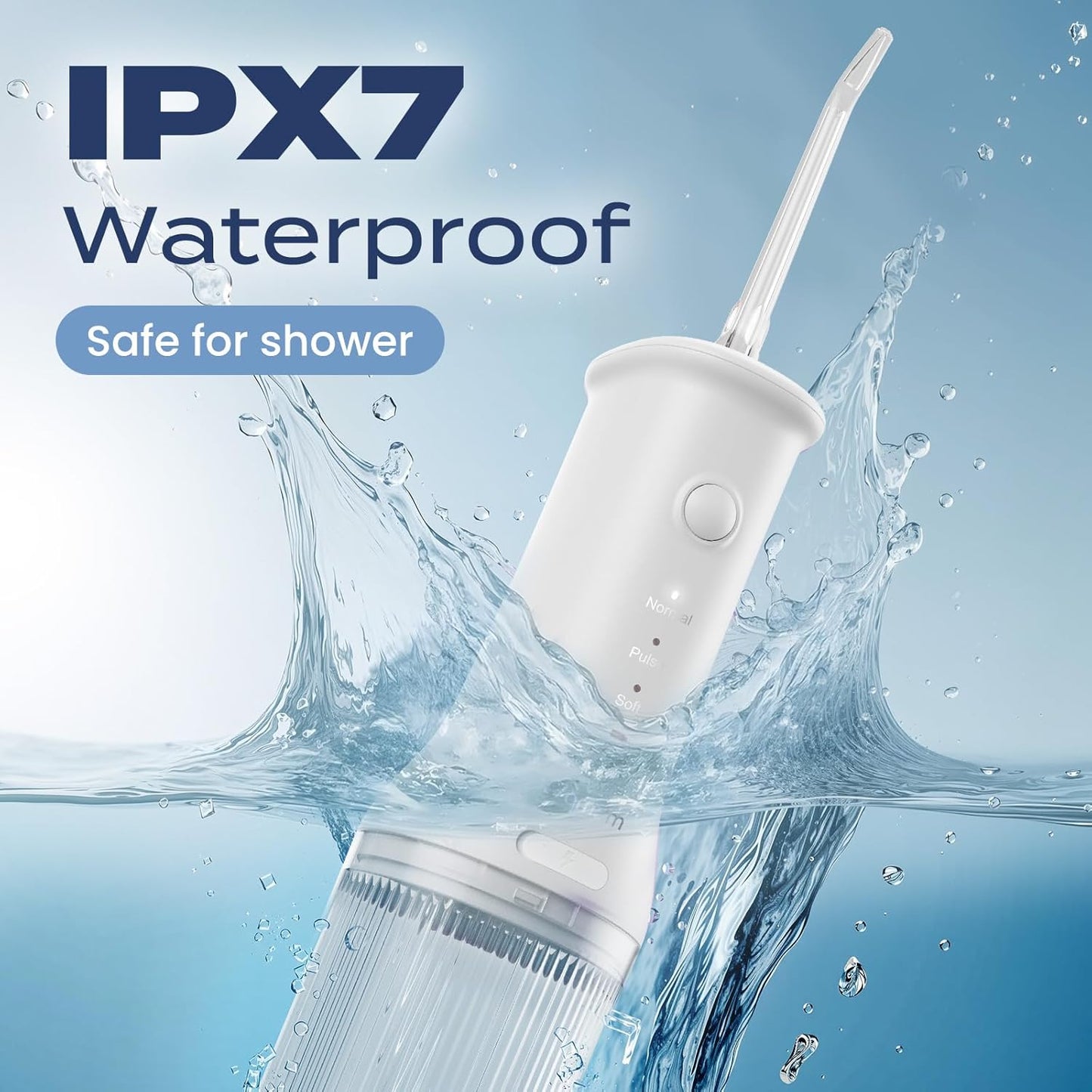 Portable Cordless Water Flosser - 3 Modes, 2 Tips, Fast Rechargeable, IPX7 Waterproof | Travel & Home Use (White)