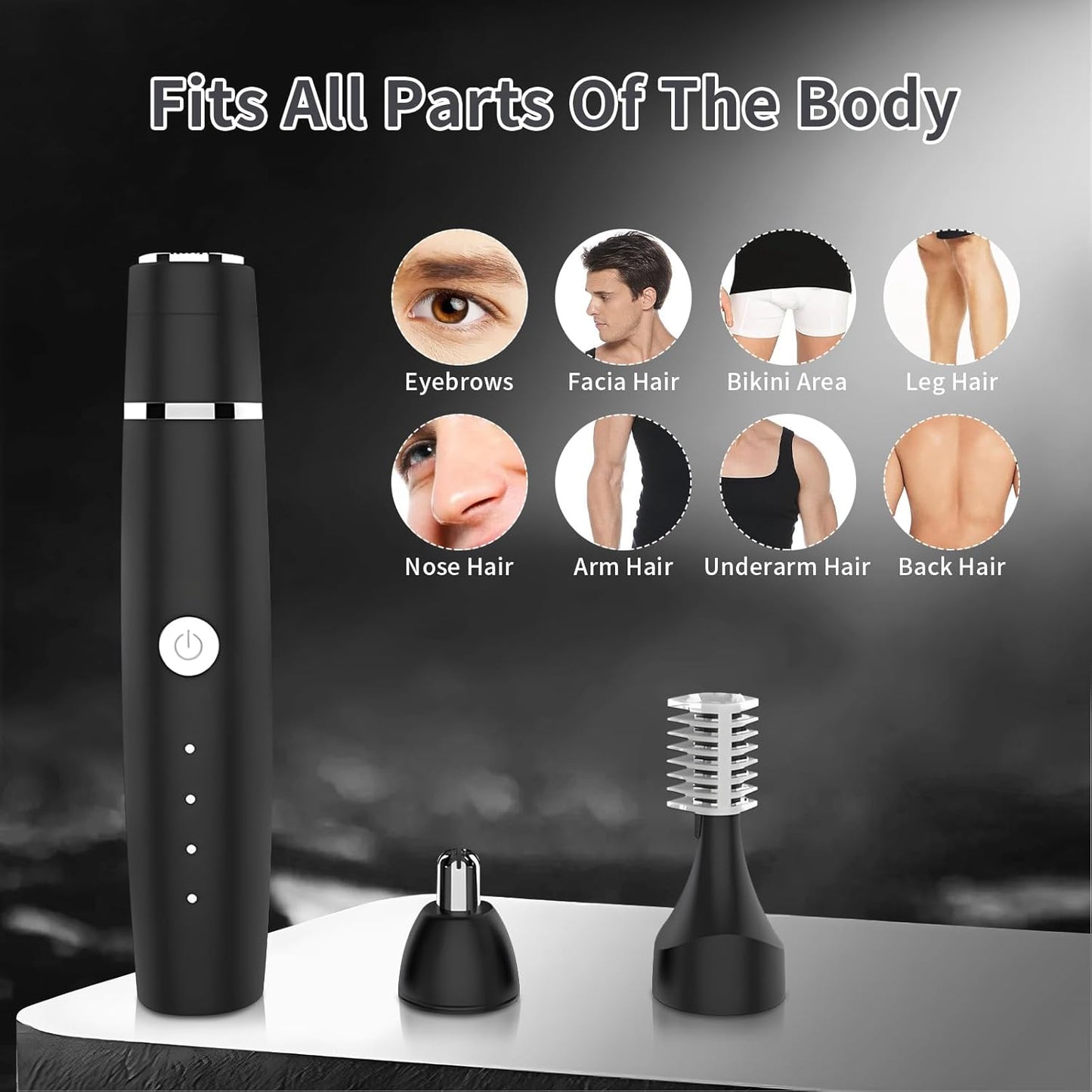 Nose Hair Trimmer - 3-in-1 Electric Shaver for Men & Women | Waterproof & Rechargeable, Portable Design (Black)