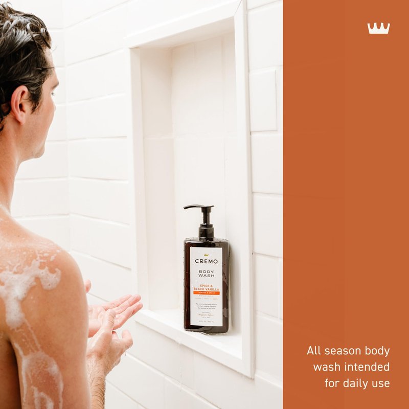 Cremo Rich-Lathering Spice & Black Vanilla Body Wash for Men, 32 Fl Oz