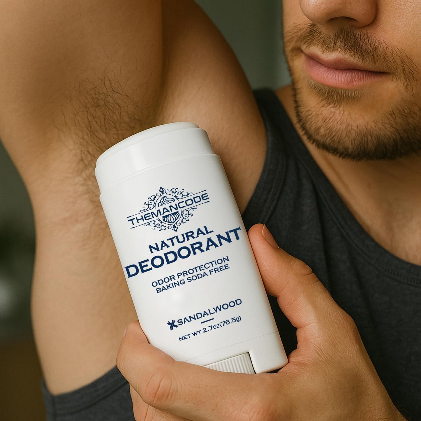 Deodorant Men Aluminum Free, Sandalwood, Deodorant Stick for Powerful Odor Control, Alcohol-Free Sensitive Skin Friendly 2.7 oz