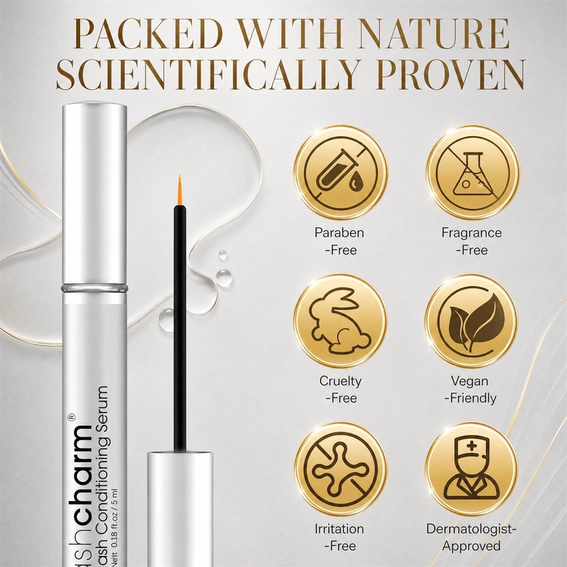 Eyelash Growth Serum, 5ML Lash Serum for Longer Thicker Fuller Lashes, Lash Enhancing Serum with Gentle Vegan Formula for Natural Lash Growth