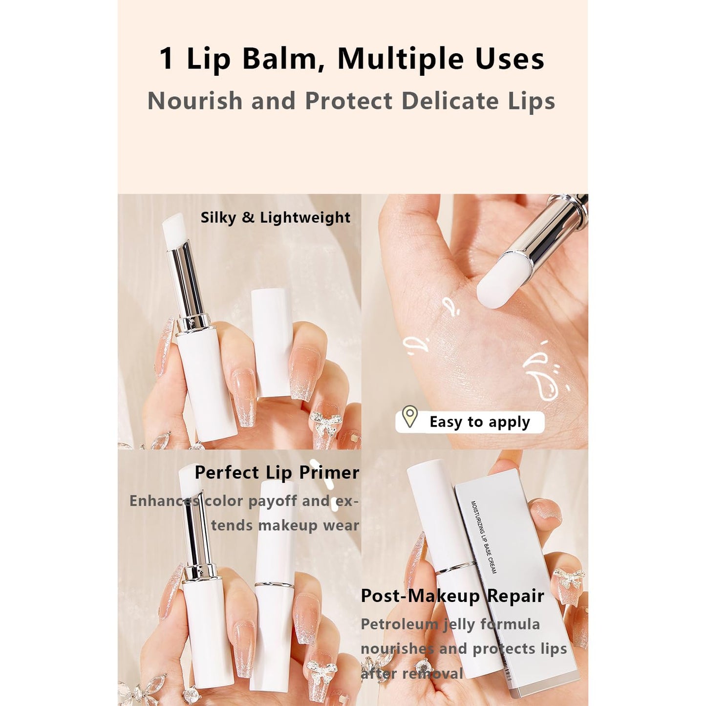 3 Pcs Lip Primer, Colorless & Odorless, Smoothing Lip Base for Makeup, Non-Sticky Lightweight Lip Balm for Daily Care, Travel-Friendly