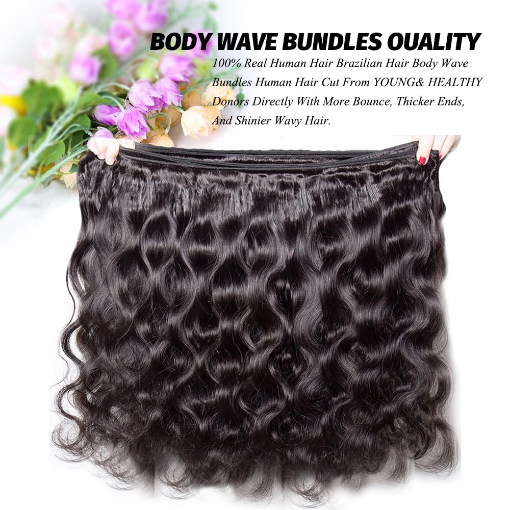 ALLRUN Body Wave Bundles Human Hair Bundles Body Wave Hair 1 Bundle(20 Inch)10A Grade 100% Unprocessed Brazilian Virgin Hair Extensions for Black Women