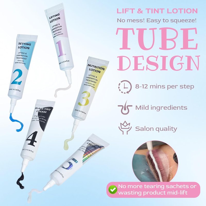 Eyelash Lift and Tint Kit - Natural Curled Darker Lashes | Strong Hold Glue, Salon Results, Lasts 4 Weeks